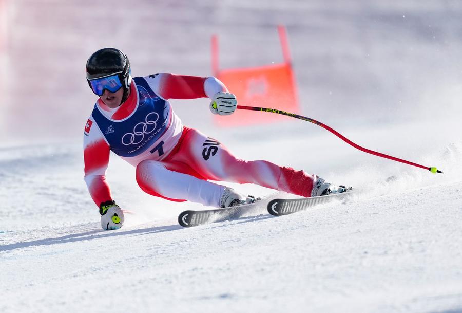 Alpine skier Von Allmen claims super-G gold to complete Milan triple